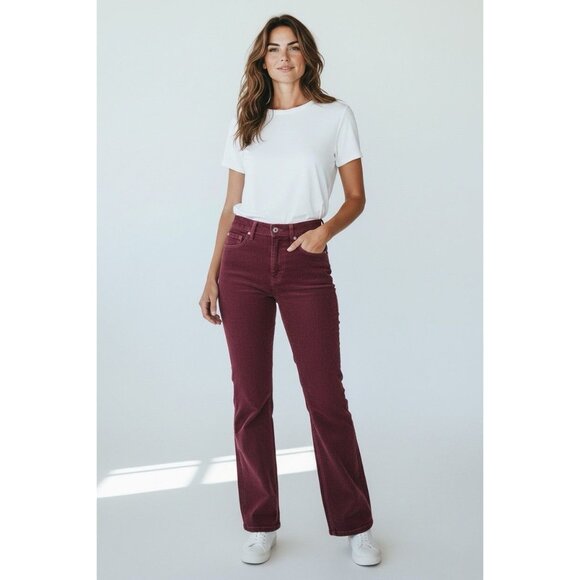 GAP Vintage Flare High Rise Corduroy Pants 29/8R Burgundy 29 Inseam - Picture 2 of 6